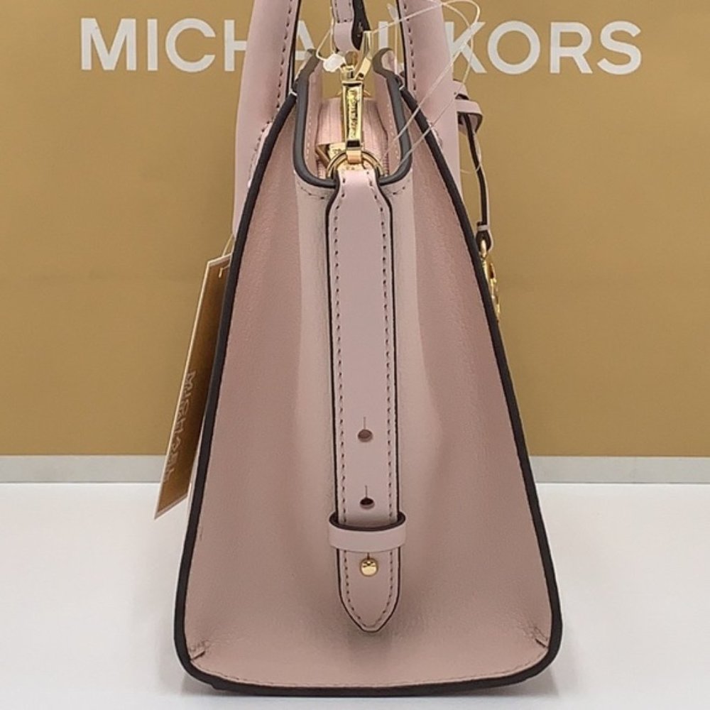 Michael Kors Avril Small Leather Top-Zip Satchel Powder Blush color - Picture 14 of 16